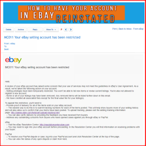 What to do when we receive “MC011 Your eBay selling account has been restricted”?